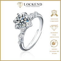 [Lockend] 6-Point Star 1 Carat VVS1 Moissanite 925 Silver Ring (Adjustable Size)
