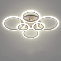 LED Ceiling Light Vander Life 72W LED Ceiling Light 6400LM White 6 Ring Lighting Fixture for Living Room Bedroom Dining Room