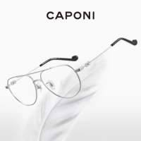 CAPONI Pilot Style Frame Glasses Classic Double Bridge Design Titanium Alloy Women Glasses Blue Ray Filter Eyeglasses JF7553