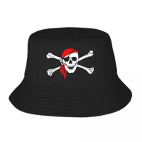 Custom Unisex Jolly Roger Skull Cross Bones Pirate Flag Bucket Hat Beach Sun Summer Camping Hat