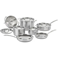 Cuisinart 12 Piece Cookware Set, MultiClad Pro Triple Ply, Silver, MCP-12N