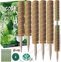 Moss Pole 47.5 Inch - Monstera Plant Support 4 Packs 16 Inch Plant Stakes for Indoor Plants Coco Coi