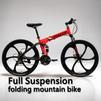 26-inch folding MTB Full Suspension folding mountain Bicycle 27 speed disc brake Downhill Bike carbon steel Cross Country Bike