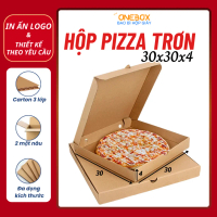 Combo 100 Hộp Carton Đựng Pizza Trơn Size 30x30x4 Giấy KRAFT Nâu Sóng E 3 Lớp Cứng Cáp