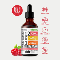 Thuốc bổ sung vitamin B12 dạng lỏng vị mâm xôi với B6 B1 Niacin & Folate - Hỗ trợ ăn uống cho năng l