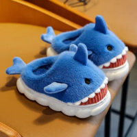 Cartoon Shark Slippers Children's Cotton Slippers Boys and Girls Cute Sweet Autumn and Winter Indoor Baby Soft Bottom Slippers