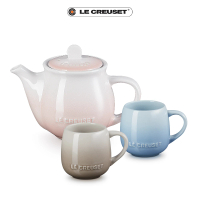 【Le Creuset】瓷器茶壺500ml+馬克杯320ml(三件組)