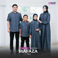 Mutif Sarimbit 2026 Mafaza Madhava Navy Gamis Koko Poly Rayon Jacquard Simpel Elegan Dewasa Anak