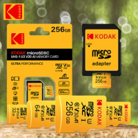 Original KODAK Memory Card 128GB U3 4K Micro SD Card 256GB SDHC UHS-I C10 A1 V30 TF Trans Flash Microsd with Adapter