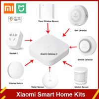 Xiaomi Smart Home Kit Multimode Gateway 2 Hub Wireless Switch Door Human Body Water Smoke Sensor Bluetooth Version Control