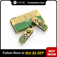 IINE Golden-Green Protective Case Cover OLED Console Compatible Nintendo Switch OLED