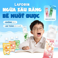 Combo Nước súc miệng và kem đánh răng Laforin hương ổi vệ sinh răng miệng cho bé, nuốt an toàn