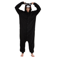 ตลก Kumamon หมี Kigurumi ชุดนอนสีดำสัตว์ Onesies สำหรับผู้หญิงผู้ใหญ่ฤดูหนาวชุดนอนการ์ตูนผู้ชาย Pijamas เต็มร่างกายชุด