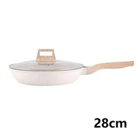 28cm Household Smokeless Pan Electric Stove Universal Flat Bottom Pan Wheat Rice Stone Coated Pan Composite Bottom Non Stick Pan