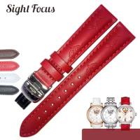 16mm Elegant Coffee Color Women's Watch Bracelet for Tissot Lady Heart T055 Watch Bands Floral Embossed Wrist Straps Belts Mujer