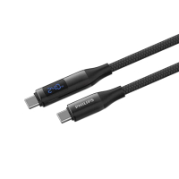 【Philips 飛利浦】C to C 240W 大功率PD USB3.1數位顯示編織快充線125cm(DLC4585C)