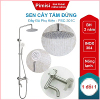 Bộ Vòi Hoa Sen Cây Tắm Nóng Lạnh Inox 304 Pimisi PSC-301C Đủ Phụ Kiện Bát To - Bát Nhỏ Cầm Tay Tăng 