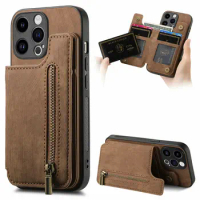 Zipper Wallet Etui for iPhone 15 Pro Max 5G Case Leather Card Funda iPhone 11 12 13 Mini 14 Plus 7 8 Xs Xr Back Coque Flip Cover