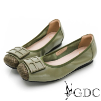 【GDC】撞色時尚舒適真皮平底包鞋-淺綠色(224489-48)
