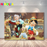 Disney Pinocchio Backdrop Boys Girls Birthday Party Photo Photography Background Grandpa Carpenter Baby Shower Prop Banner
