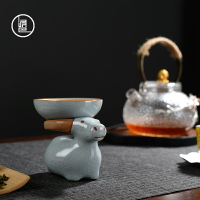 泥巴人  創意小豬底座過濾器過濾網功夫茶具陶瓷漏斗茶道配件茶濾