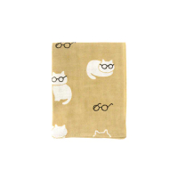 【日本濱文樣hamamo】日本製純棉長方形手帕/毛巾(眼鏡貓咪款)