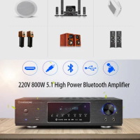 220V 800W 5.1 High Power Bluetooth Amplifier Fever Professional AV Amplifier Home Audio System Subwoofer Digital Amplifier