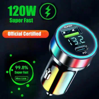 PD 20W Car Charger Super Fast Charge Adapter Type C Dual USB 120W Portable For IPhone 14 Pro Max 13 12 11 IPad Airpods OnePlus