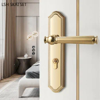 High Grade Golden Bedroom Door Lock Zinc Alloy Mute Security Mechanical Lockset Household Door Knob with Lock and Key