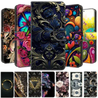 Colorful Painted Leather Case For Sony Xperia 1 5 10 II III IV V 2023 Flower Retro Pattern Wallet Card Holder Stand Book Cover