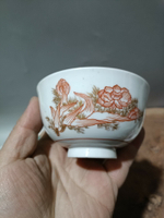 日本回流瓷器古董赤繪描金碗，畫工發色漂亮，口沿很小飛皮，底有