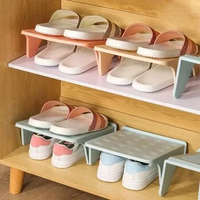 Double Shelf Space Savers White Shoe Rack Cabinets Shoe Storage Organizer Closet Holder Modern Bracket Shoe Storage Rack