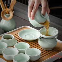 小茶壺青瓷茶具套裝蓋碗彩繪魚杯家用約陶瓷套裝鯉魚功夫品茗杯
