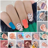 Semi Cured Gel Nail Patch For UV Lamp Cured Nail Gel Polish Strips Full Cover Nail Wraps Manicure Gel Polish Color Design V7S3