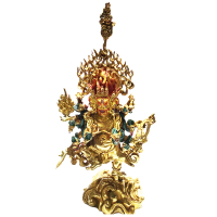 十方佛教文物 穢跡金剛尼泊爾銅鎏金手工佛像28公分(發展 事業順利)