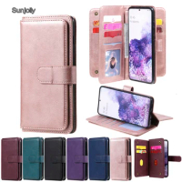 Sunjolly 10 Card Wallet Case for Samsung Galaxy A12 A42 S20 FE 5G S21 S30 Plus Ultra Lite M51 M31S PU Leather Phone Cover coque