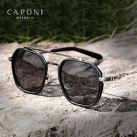 CAPONI Photochromic Sunglasses For Men Brand Design Retro Style Shadow UV Ray Cut Driving Outdoor Polarized Sun Glasses BS9026