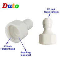 2PCS Reverse Osmosis Coupling 1/2 inch screw thread TO 3/8 inch 9.5mm OD Hose quick Connector RO Water Plastic Pipe Fitting