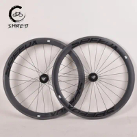 700c Carbon Racing Bike Wheels Fixed Gear Bikcycle 50mm UD Clincher Wheelset Single Speed Bicycle Parts With 20-24H Bearing Hub