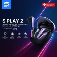 SOUL S Play 2 TWS Gaming Dual Mode Bluetooth & 2.4Ghz Dongle Low Latency Wireless Earbuds Ungu