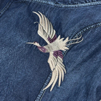 【Very Buy 非常勸敗】氣質寬鬆V領長裙重工刺繡牛仔洋裝