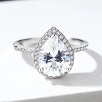 Luomansi Super Shiny Water Drop Ring S925 3CT moissanite GRA Certificate Premium Women's Jewelry Wedding Party Gift