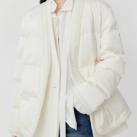 Fashion Elegant Down Jacket Women's 2023 Winter High Quality White Duck Eider Stitching Fake Two-Piece Bread Cotton Coat