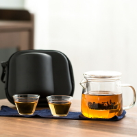 透明玻璃旅行茶具套裝一壺二杯快客杯便攜包簡約功夫泡茶壺器茶杯