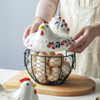 母雞造型鐵籃子 雞蛋收納籃 創意水果籃子田園風干果籃 蒜頭籠子創意餐盤 簡約餐盤 廚房小物