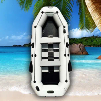 Solar Marine 10ft 4 Person PVC Inflatable Rowing Boats Folding Small Fishing Kayak with 2 Pcs Rod Holder for Water Sports