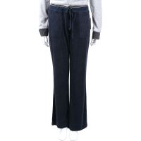 Juicy Couture 金蔥條紋飾邊臀翻蓋釦袋深藍色毛巾布休閒褲