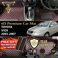 Top Carpet TOYOTA VIOS ( 2003 - 2007 ) 6D PU Leather Car Carpet VIP Car Mat Floor Mat Alas Kaki Karp