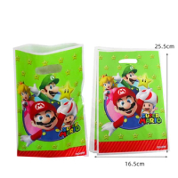 10pcs/lot Mario Themed Girl's Favorite Birthday Party Candy Surprise Disposable Plastic Decorative Gifts Loot Bag