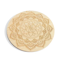 2PCS Wooden Pendulum Board Mandala Lotus Crystal Base Coaster Divination Energy Plate Healing Yoga Meditation Altar Supplies